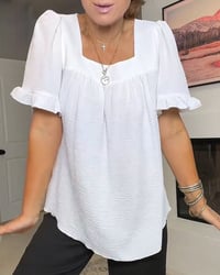 Square Neck Ruffle Sleeve Blouse