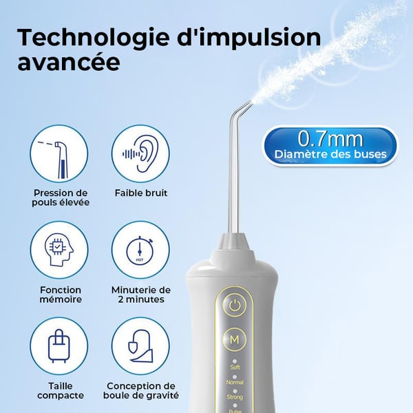 Hydropulseur portable rechargeable et irrigateur buccal
