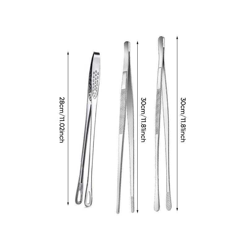 3 PCS Stainless Steel Kitchen Tweezers