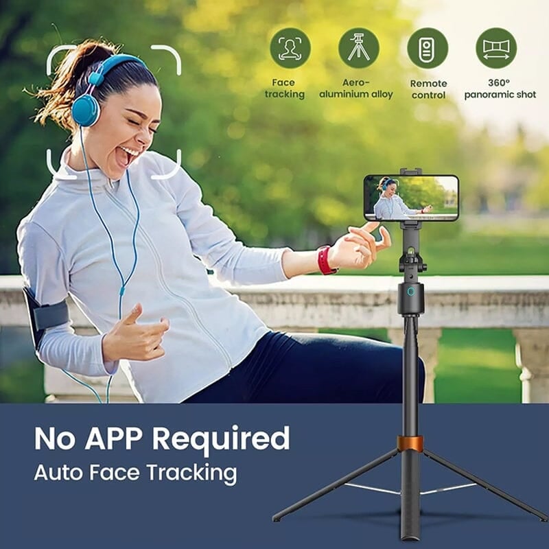 360° Rotatable Selfie Stick Tripod with 2Fill Lights &Auto Face Tracking