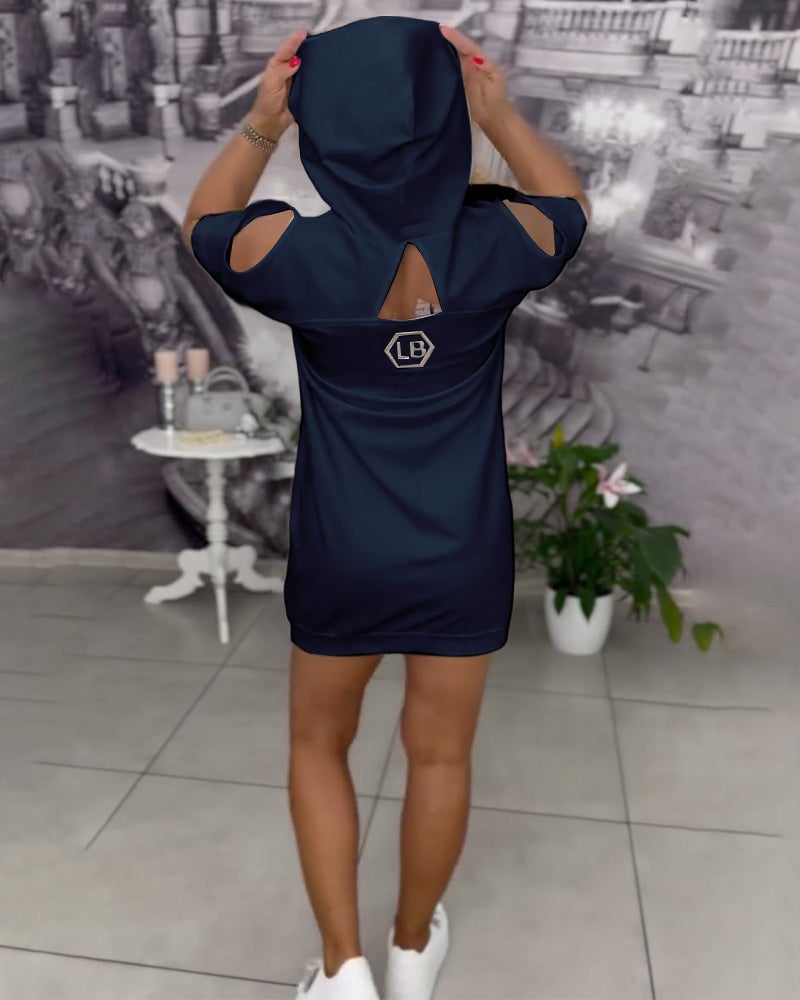 Robe À Capuche Imprimé Lettres Sport