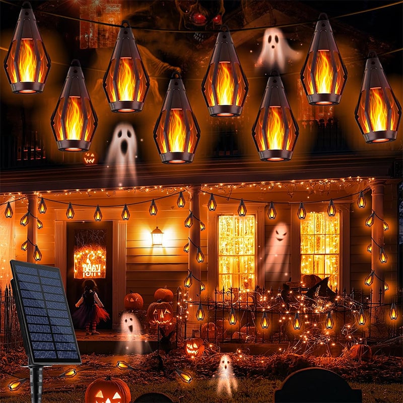 Solar Flickering Flame String Lights