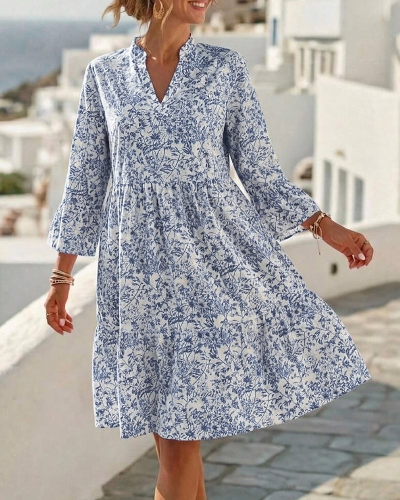 Floral V-Neck Cake Dress