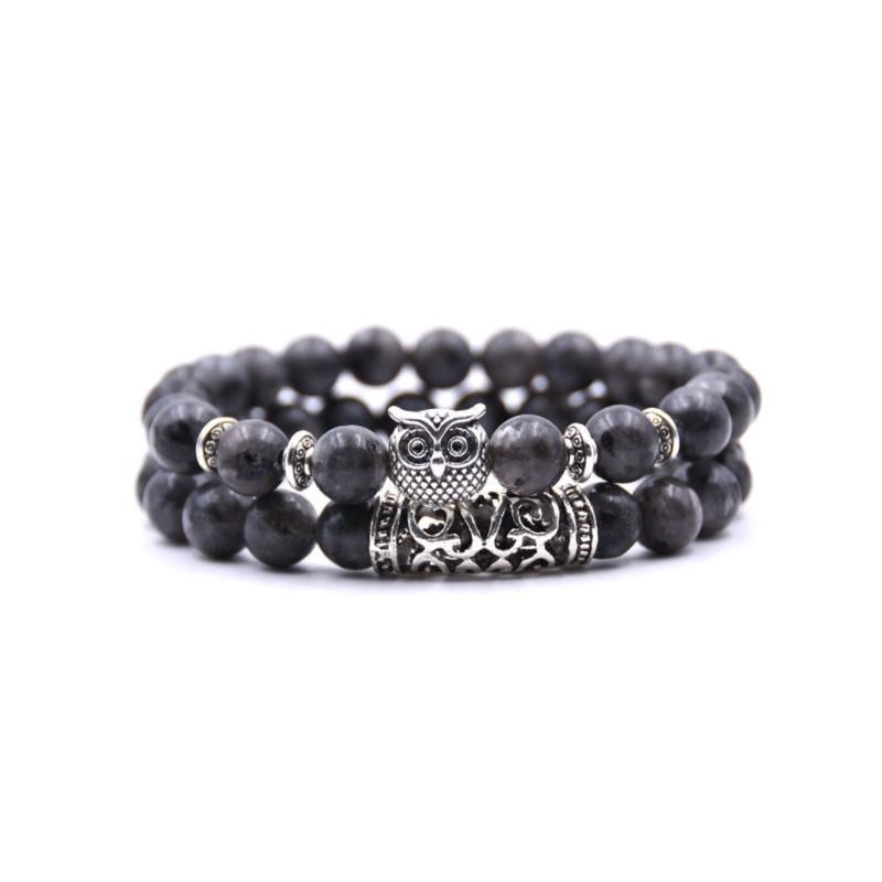 Uil Charm Natuursteen Armband