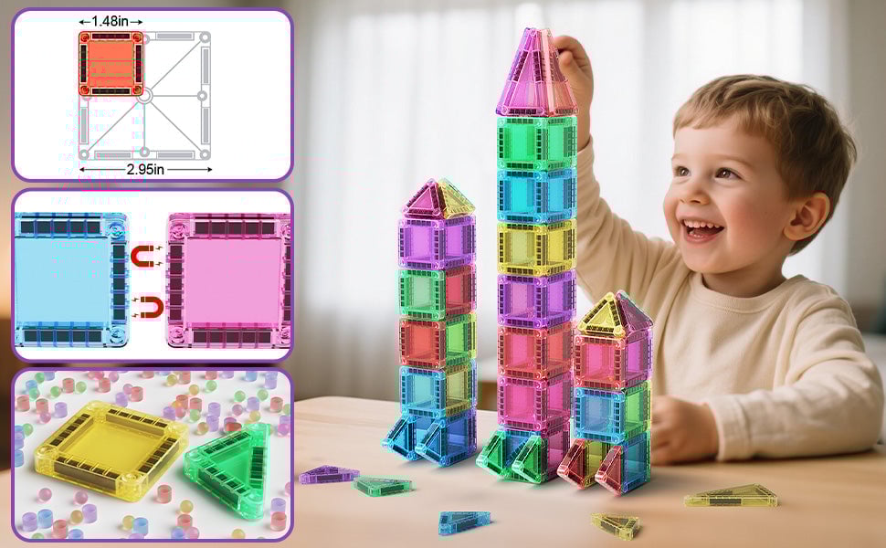 Sakerplus Magnetic Tiles Building Blocks Set