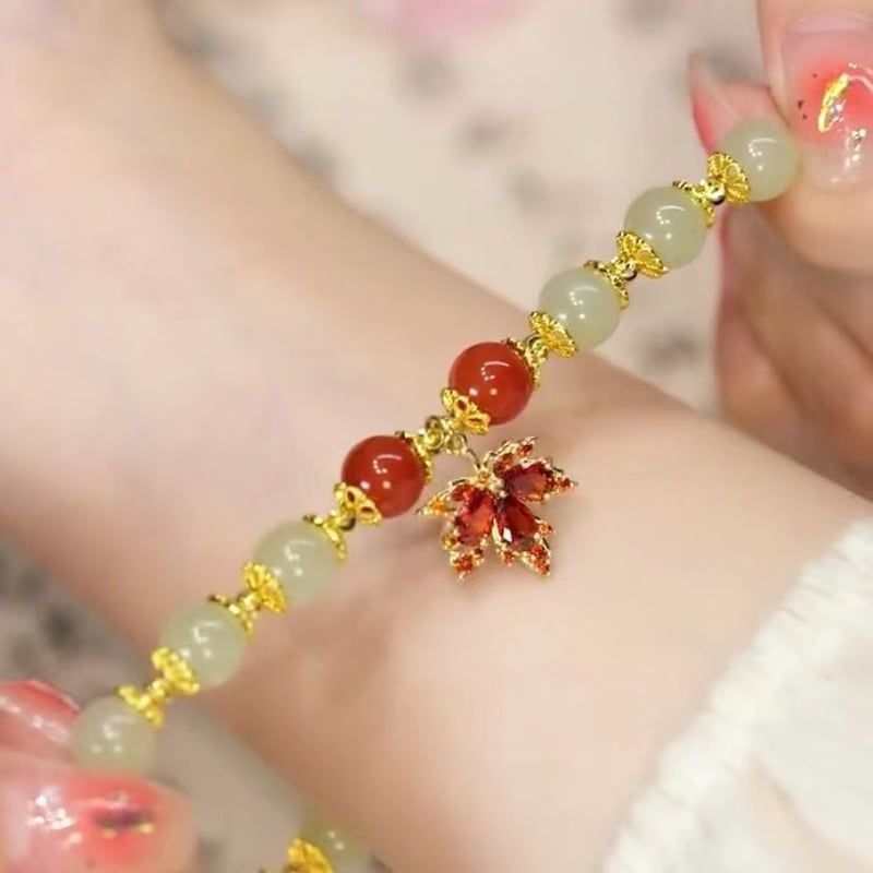 Bracelet feuille d'or jade Hetian