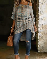 Polka Dot Print One-Shoulder Irregular Blouse