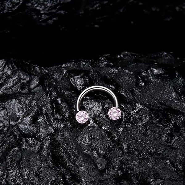 Zirkonia Hestesko Ring med Gjengede Stener for Piercinger