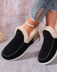 Casual solid color patchwork warm flat shoes