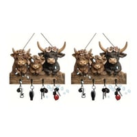 Highland Cow Wooden Key Holder Decor