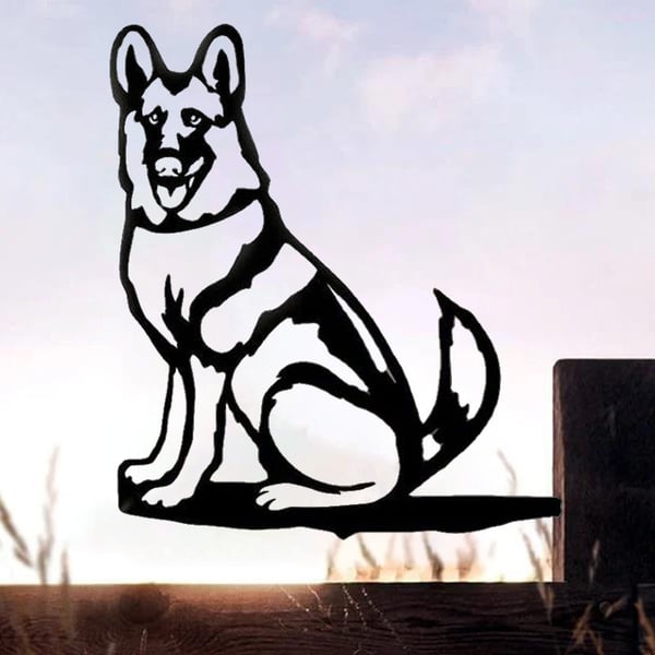 Metal Dog Silhouette Puppy Garden Decoration