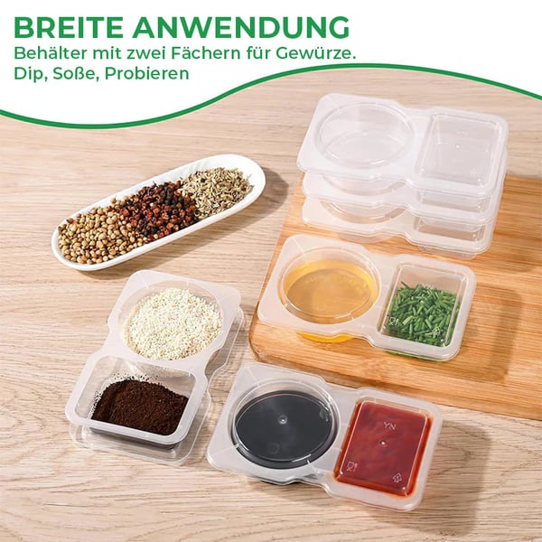 Snackbehälter mit zwei Fächern und Deckel