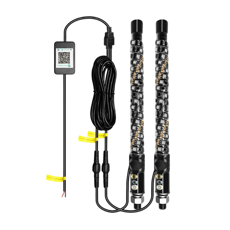Sakerplus® Spiral RGB LED Whip Lights Set