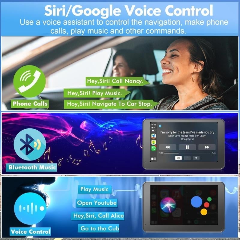 Sakerplus® Portable Wireless CarPlay Touch Screen