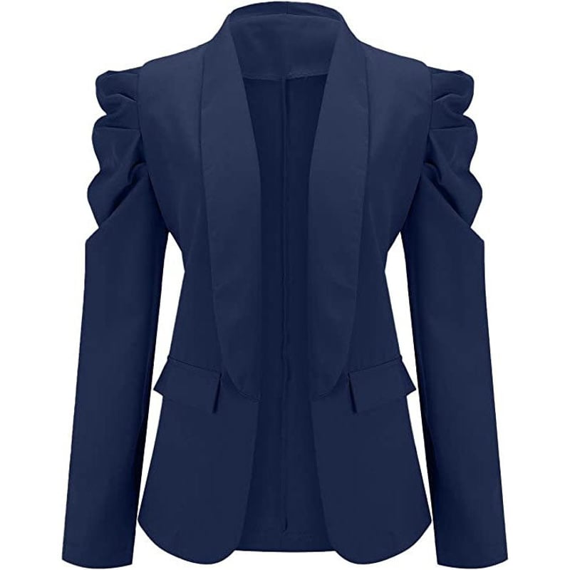 Women's Casual Lapel Blazer Puff Sleeve Open Front Work Blazer Suit