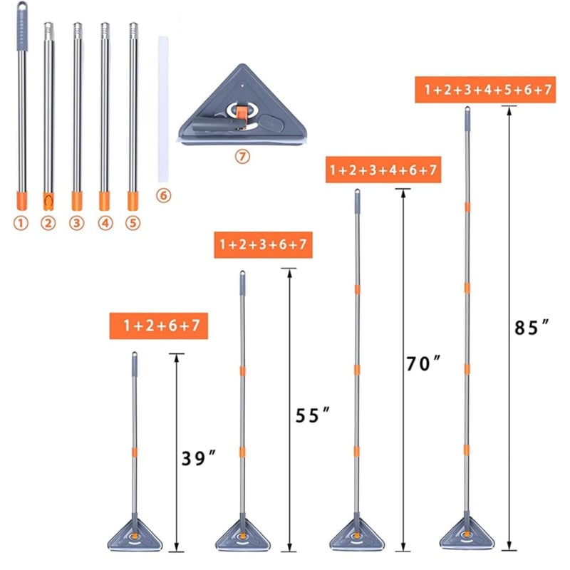 Five-section triangular mop