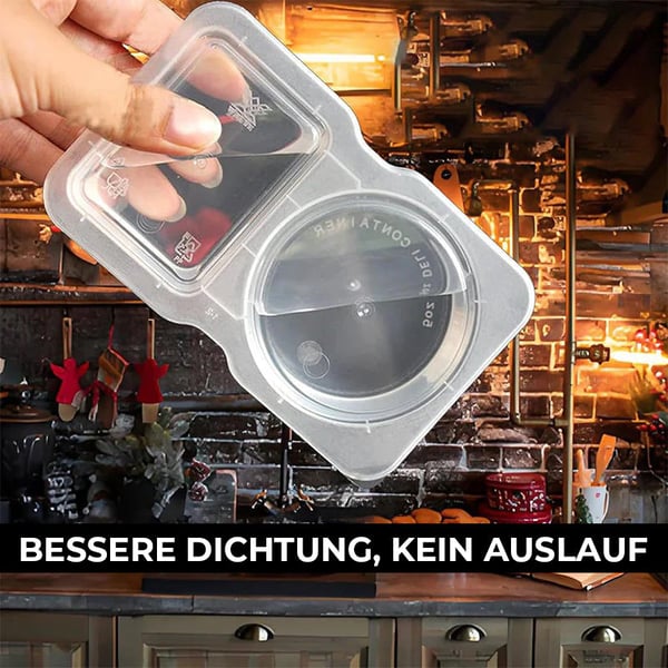 Snackbehälter mit zwei Fächern und Deckel