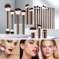 20-piece coffee-coloured makeup brush set