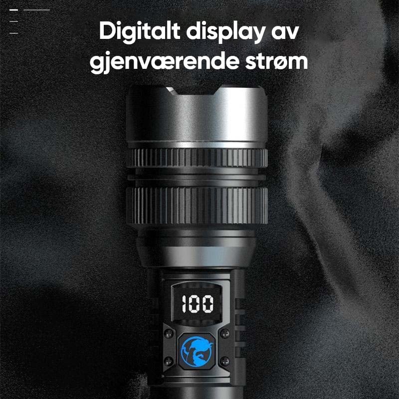 Vanntett Oppladbar Digital Skjerm 2-i-1 Sterk Lys Lommelykt