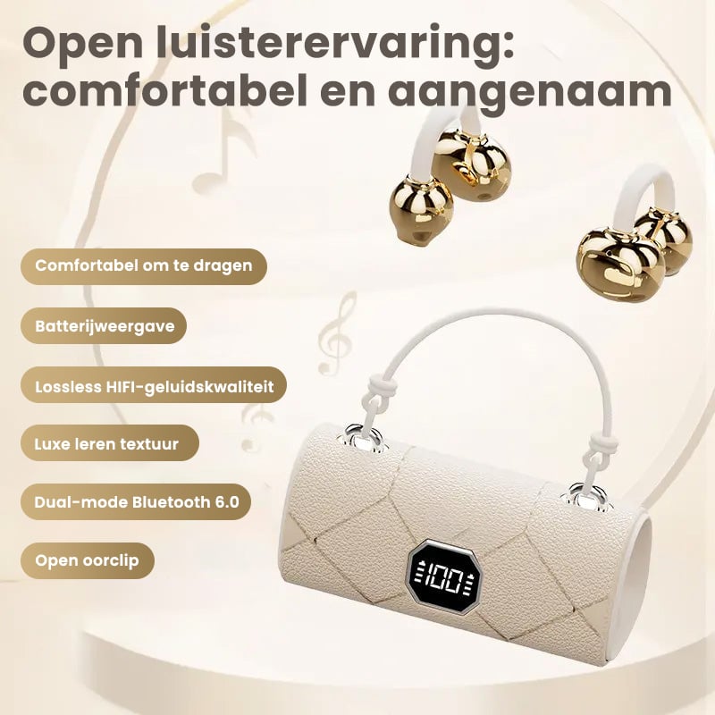 Modieuze draadloze clip-on hoofdtelefoon