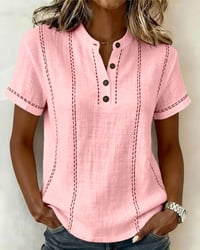 Fashion Casual Button V-Neck T-Shirt