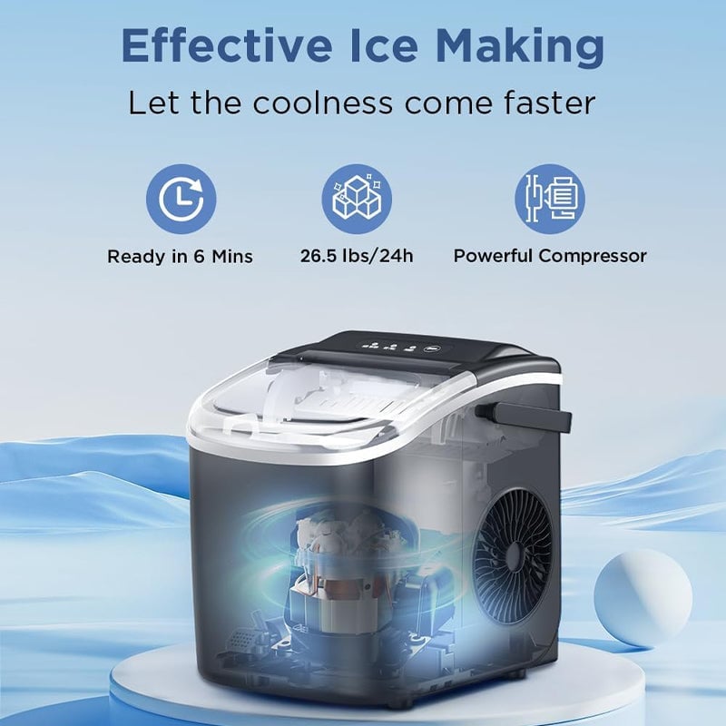 Sakerplus Portable Ice Machine with Self-Cleaning