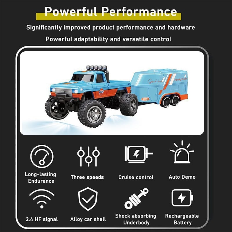 Mini Remote-controlled Shock-absorbing Off-road Monster Truck 1:64 Scale Trailer