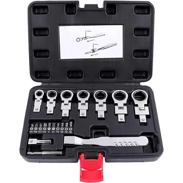 SAKER 20PCS Flex Head Ratchet Wrench Set