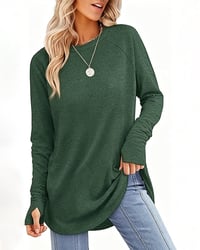 Topp Avslappnad Rundhals Raglan Lång Ärm