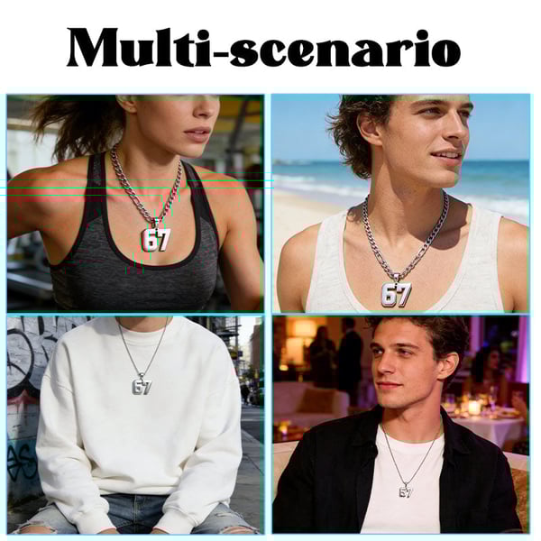 Stainless Steel Sports Number Chain Necklace