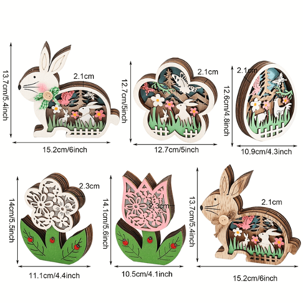 Osterdeko Hase aus Holz mit LED-Licht