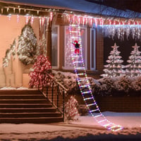 Julstege Med Dekorationsljus Och Tomte