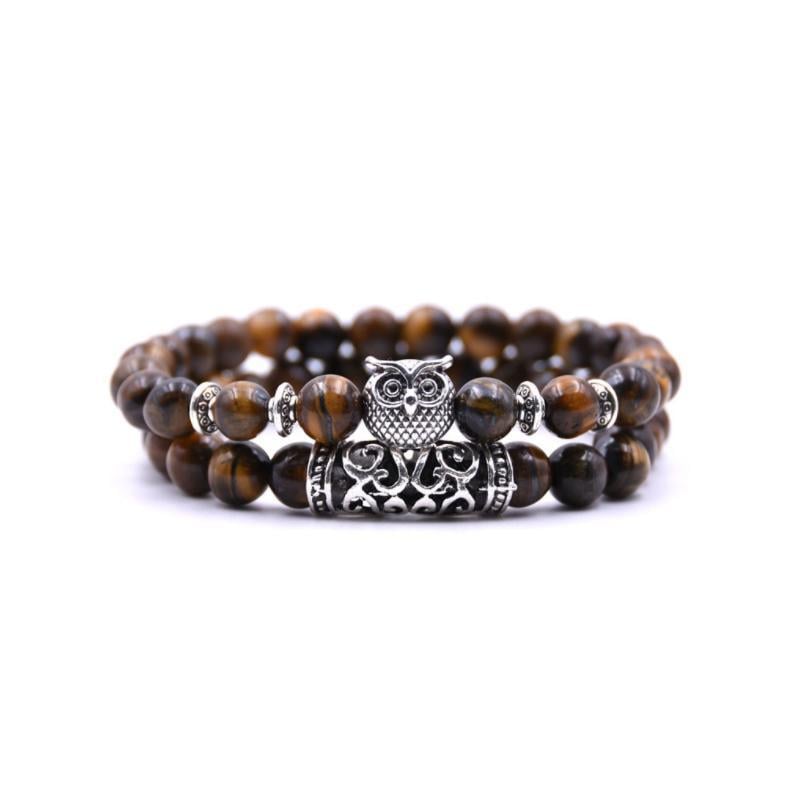 Uil Charm Natuursteen Armband