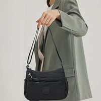 Solid Color Fashionable Multi-pocket Zipper Crossbody Bag