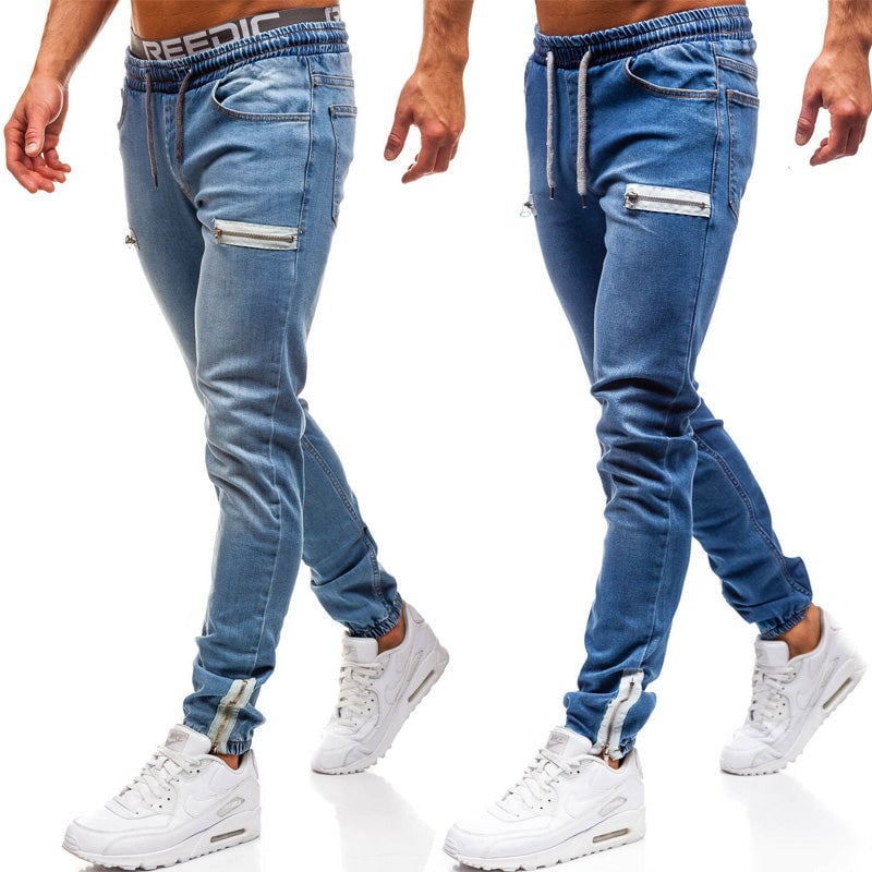 Jeans casual sport hombre con cremallera