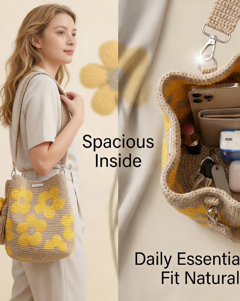 Crochet Flower Tote Bag