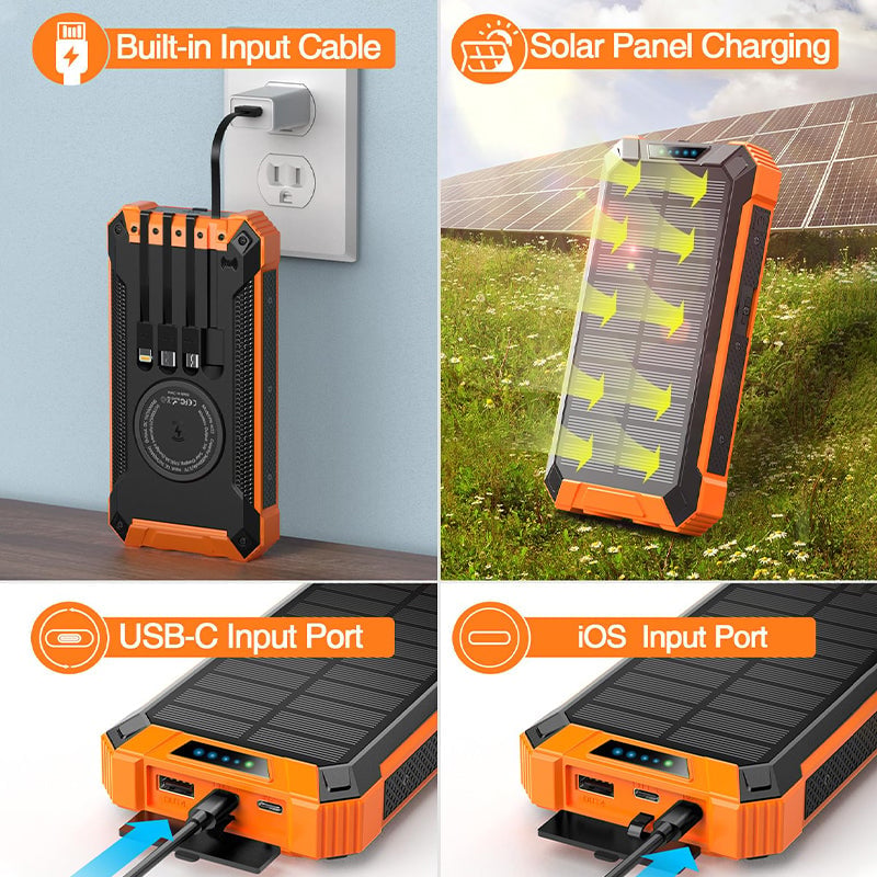 Wireless charging solar power bank