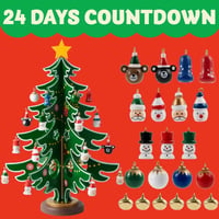 24 Days Countdown Calendar with Christmas Tree 24 PCS Ornaments