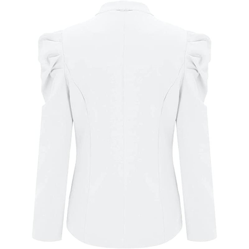 Women's Casual Lapel Blazer Puff Sleeve Open Front Work Blazer Suit