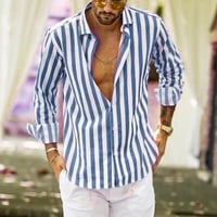 Camicia da uomo a maniche lunghe con bottoni a righe
