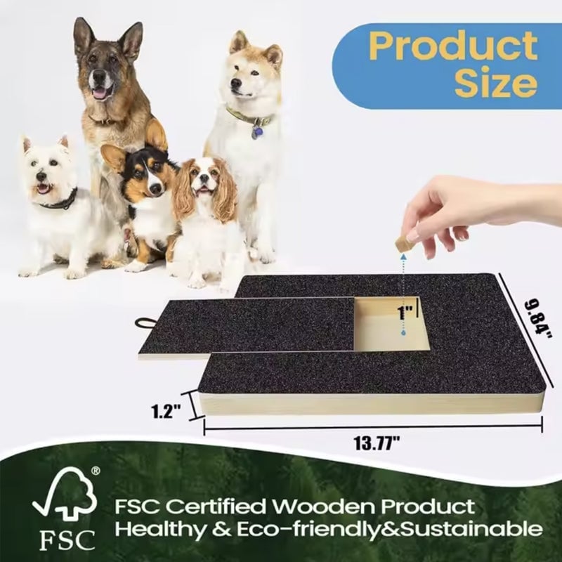 Dog Scratch Wooden Pad for Nails with Treat Drawer