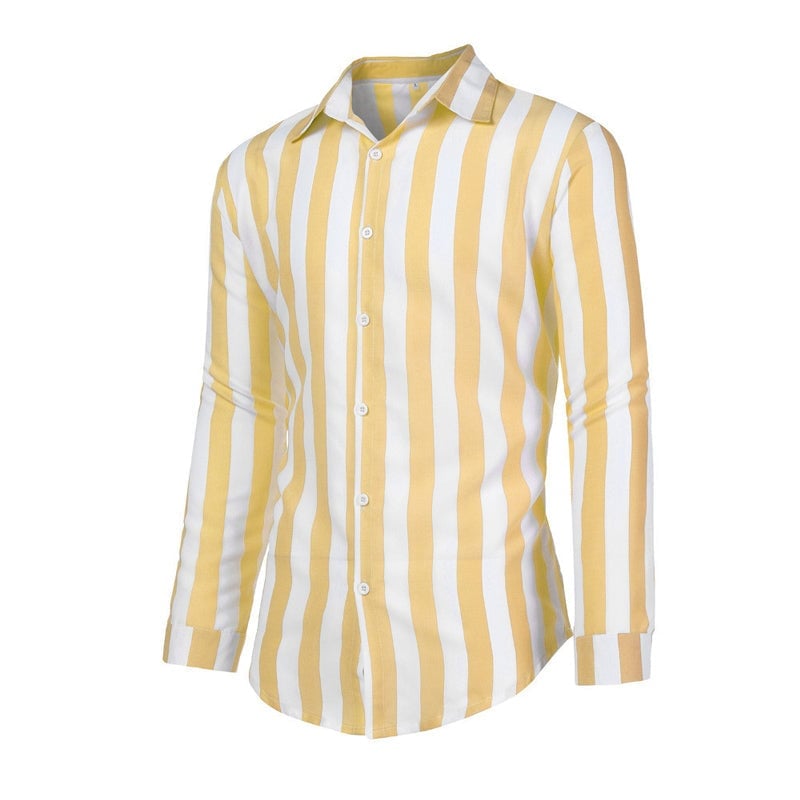 Camicia da uomo a maniche lunghe con bottoni a righe