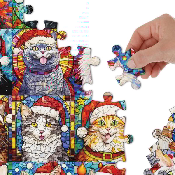 🎄Hot Sale 49%OFF🌟Happy Christmas Cats Advent Calendar Jigsaw Puzzle