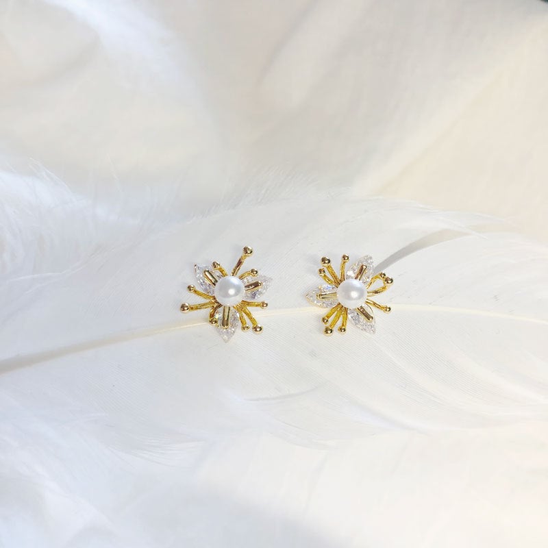 Crystal & Pearl Flower Earrings