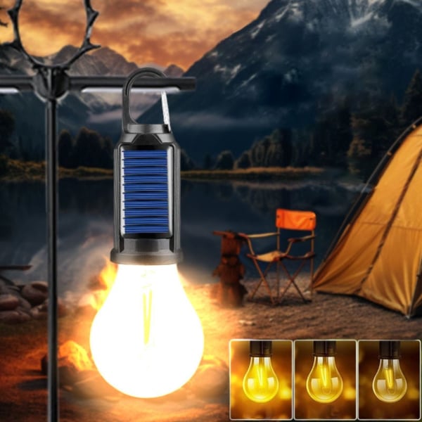 Wasserdichte LED USB wiederaufladbare Solar-Camping-Lampe mit Haken