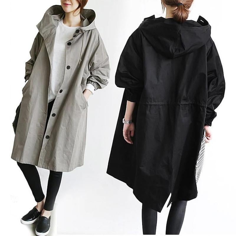 Wasserabweisende, lose Windjacke mit Kapuze