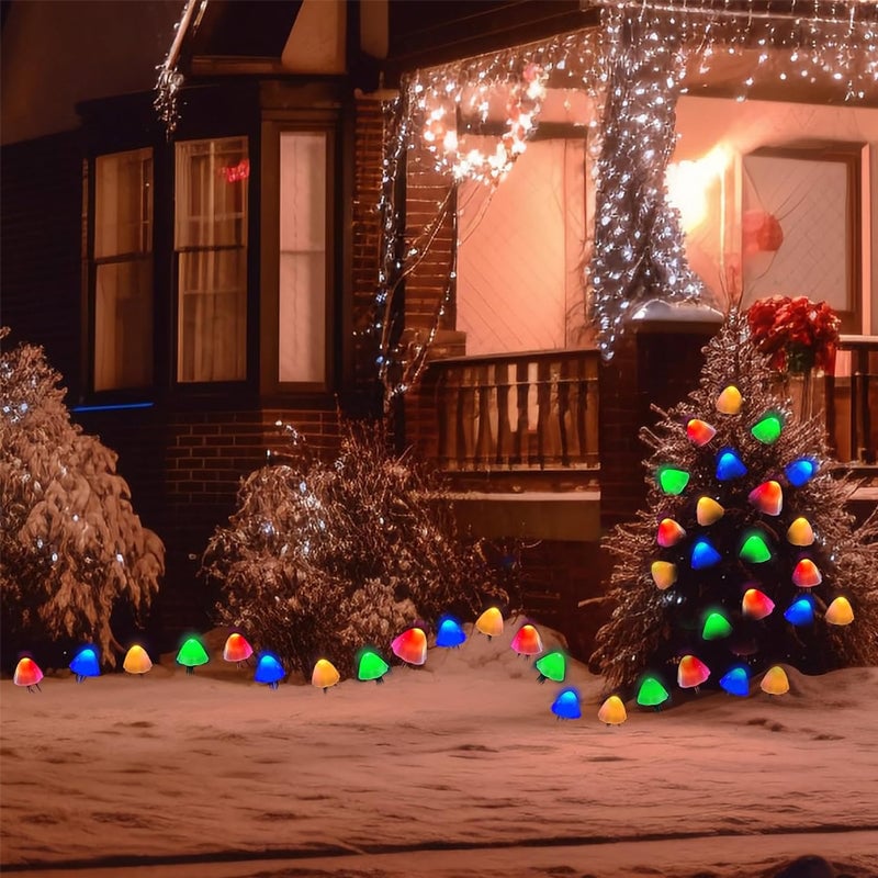 Led Solar String Lights Ground Plug Mushroom Lights
