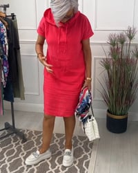 Kurzärmliges freizeitkleid mit kapuze-4XL