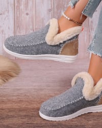 Casual solid color patchwork warm flat shoes