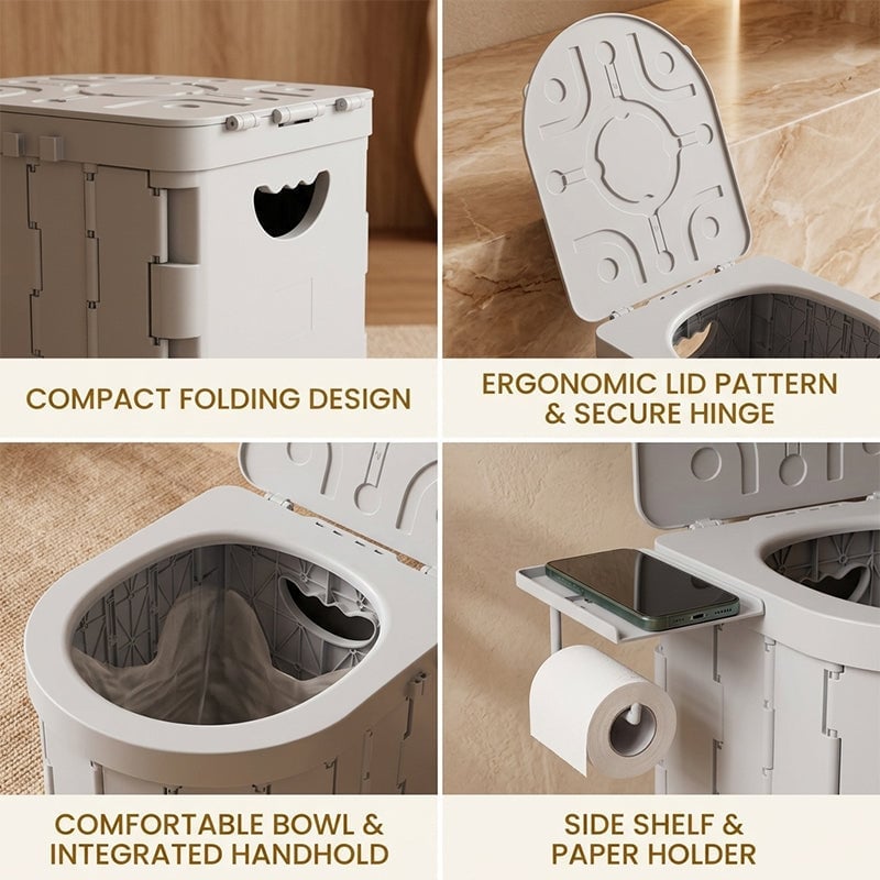 Portable Folding Toilet with Lid